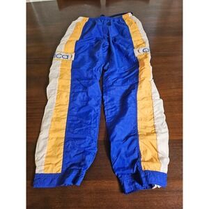 Vintage Atletica Track Pants Mens L Blue Yellow Colorblock Nylon Windbreaker